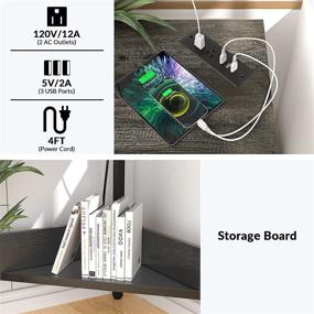 img 3 attached to 🖥️ Functional Armocity Oak Corner Desk with Outlets, USB Ports and Storage for Small Spaces - Ideal for Home Office, Workstation, Living Room, Bedroom