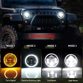 img 1 attached to 🔦 7 Inch Round LED Headlights - KASLIGHT H6024 H4-H13 Adapter Compatible with Jeep Wrangler JK TJ LJ CJ Hummer H1 H2 | High Low Sealed Beam | Halo Headlights (Pair)