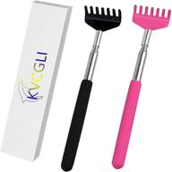 🎁 set of 2 portable extendable back scratchers - stainless steel telescopic back scratcher kit - with exquisite gift packaging (black and pink) logo