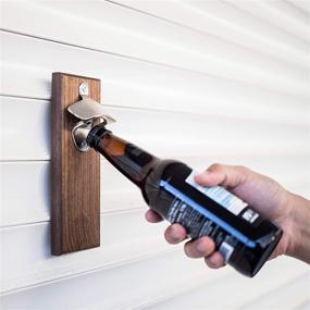 img 2 attached to HostWel Magnetic Bottle Opener Wall Mounted and Cap Catcher - 🍻 Premium Stainless Steel Construction - Perfect Gift for Beer Lovers, Men, and Women