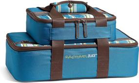 img 4 attached to 🍲 Rachael Ray Lasagna Lugger Combo: Blue Casserole Carrier Set, 13X9 and 9X9, Marine Stripe- Portable and Stylish Solution for Easy Transportation