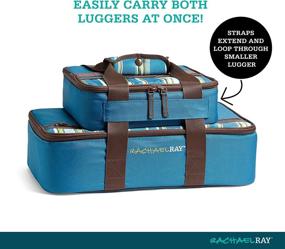 img 3 attached to 🍲 Rachael Ray Lasagna Lugger Combo: Blue Casserole Carrier Set, 13X9 and 9X9, Marine Stripe- Portable and Stylish Solution for Easy Transportation