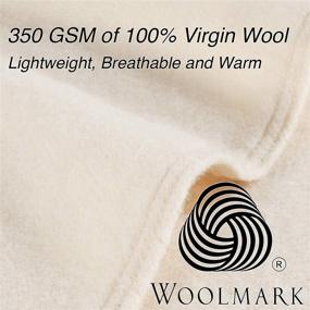 img 1 attached to Poyet Motte Antibes 350GSM Wool Blanket: Medium Weight & Machine Washable, Natural Full/Queen Size - Get Cozy and Stay Warm!