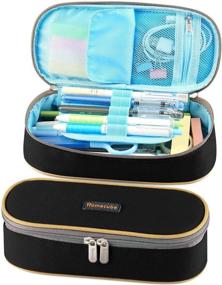 img 4 attached to 🖋️ Oxford Waterproof Pen Case by Homecube - Big Capacity Pencil Bag and Makeup Pen Pouch for Men & Women, Durable Stationery Bag and Pen Holder in Black