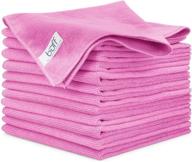 🧼 buff microfiber cleaning cloth (12 pack) - pink, 16" x 16" | all purpose towels for cleaning, dusting, polishing, scrubbing, and absorbing logo