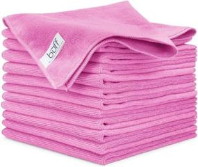 img 4 attached to 🧼 Buff Microfiber Cleaning Cloth (12 Pack) - Pink, 16" x 16" | All Purpose Towels for Cleaning, Dusting, Polishing, Scrubbing, and Absorbing