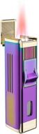 🔥 pink flame butane torch lighter with built-in punch - refillable quad jet flame lighter for men - ideal gift (gas not included) logo