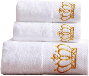 img 4 attached to WDTBFY Premium 100% Cotton Bath Towel Set - 1 Bath Towels,1 Hand Towel & 1 Washcloth; Luxury, Super Soft, Highly Absorbent, Hotel & Spa Quality