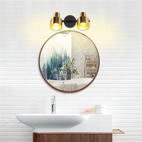 img 3 attached to 🛁 2020 YHTlaeh Bathroom Vanity Light Fixtures, Brushed Brass Metal Shade, 4-Light Modern Wall Bar Sconce Over Mirror (Bulb Excluded) in Black Brass (2-Lights)