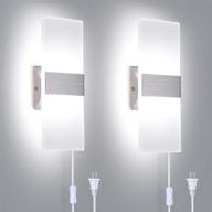 💡 trlife modern cool white wall sconces set - plug in, 12w, acrylic lighting (2 pack) logo
