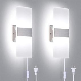 img 2 attached to 💡 TRLIFE Modern Cool White Wall Sconces Set - Plug in, 12W, Acrylic Lighting (2 Pack)