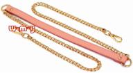 👜 diy pu кожаный ремешок с золотой железной цепью - аксессуары для сумок на цепочке, ремни для сумок, замены плечевых перекрестных шлейек | металлические пряжки - розовый ремешок логотип