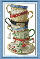 ☕️ benway stamped cross stitch kit: create beautiful diy needle craft with six elegant coffee cups logo