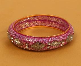 img 2 attached to 🔮 Indian Bollywood Choice: Touchstone Mughal Kundan Polki Look Meenakari Faux Hand Woven Silk Thread Colorful Rhinestone Designer Bangle Bracelets for Women.