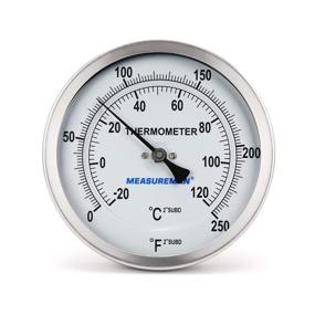 img 2 attached to 🌡️ Measureman Stainless Steel Pot Thermometer, 3" Dial, 6" Stem, 0-250°F/-20-120°C, +/-1% Accuracy, Adjustable, 1/2" NPT Back Mount