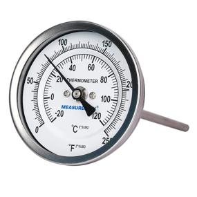 img 1 attached to 🌡️ Measureman Stainless Steel Pot Thermometer, 3" Dial, 6" Stem, 0-250°F/-20-120°C, +/-1% Accuracy, Adjustable, 1/2" NPT Back Mount