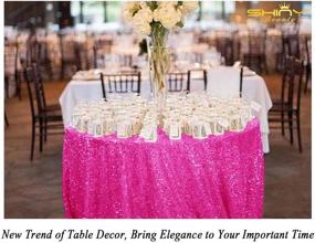 img 1 attached to 💖 Hot Pink Sequin Tablecloth Overlay - 60 Inch for Perfect Table Decoration