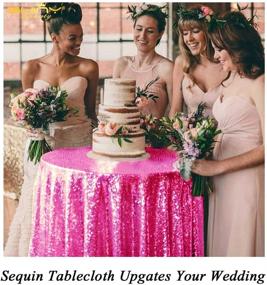 img 3 attached to 💖 Hot Pink Sequin Tablecloth Overlay - 60 Inch for Perfect Table Decoration