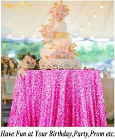 img 2 attached to 💖 Hot Pink Sequin Tablecloth Overlay - 60 Inch for Perfect Table Decoration