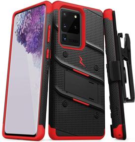 img 4 attached to 📱 Black & Red ZIZO Bolt Series Galaxy S20 Ultra Case with Kickstand, Holster & Lanyard