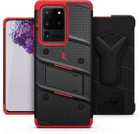 img 3 attached to 📱 Black & Red ZIZO Bolt Series Galaxy S20 Ultra Case with Kickstand, Holster & Lanyard