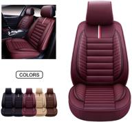 🚗 oasis auto os-001 leather car seat covers, faux leatherette cushion cover for 5 passenger cars & suv universal fit set, burgundy - enhance your auto interior with premium automotive accessories (front pair) logo