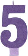 amscan #5 large glitter birthday candle - purple - party supply - 1 piece logo