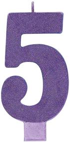 img 1 attached to Amscan #5 Large Glitter Birthday Candle - Purple - Party Supply - 1 Piece