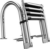 xgear 4 step pontoon boat ladder: foldable stainless steel marine yacht ladder with pedal hand railing, slip-proof plastic tread, retaining strap логотип