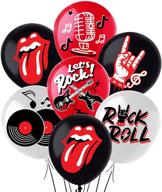 🎈 12&#39;&#39; latex balloons for rock and roll party decorations, music theme 1950&#39;s birthday party supplies, 50s 60s rock party favors logo