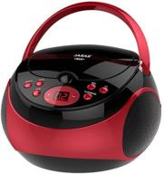🎧 jaras jj-box89: red/black sport portable stereo cd player with am/fm radio & headphone jack plug - ultimate music companion on the go! logo