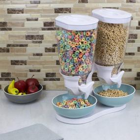 img 3 attached to 🍚 White Tabletop Double/Dual Cereal & Dry Food Dispenser with Spacious Capacity