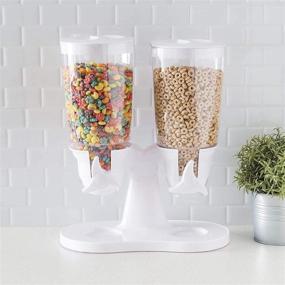 img 1 attached to 🍚 White Tabletop Double/Dual Cereal & Dry Food Dispenser with Spacious Capacity