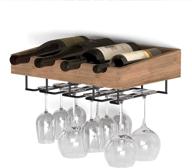 brightmaison crete wine rack wall mounted: rustic walnut wood wine storage with glass holder and 4 bottle rack логотип