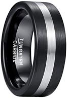 galani black tungsten carbide ring, 8mm silver inlay brushed finish tungsten wedding band with comfort fit, size 7-12 for men and women logo