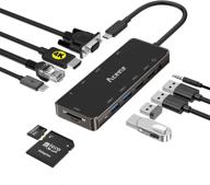 🔌 aceele usb c hub мультипорт адаптер, thunderbolt 3 станция док-станция с hdmi, vga, 100w pd, 3.5 мм разъемом, ethernet, usb портами, считывателями sd карт для macbook pro, ipad pro, xps 13, ноутбуков с type c логотип