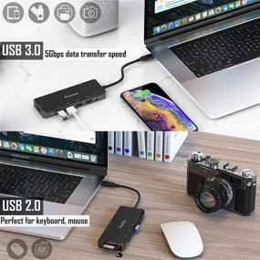 img 1 attached to 🔌 Aceele USB C Hub Мультипорт адаптер, Thunderbolt 3 станция док-станция с HDMI, VGA, 100W PD, 3.5 мм разъемом, Ethernet, USB портами, считывателями SD карт для MacBook Pro, iPad Pro, XPS 13, ноутбуков с Type C