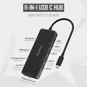 img 3 attached to 🔌 Aceele USB C Hub Мультипорт адаптер, Thunderbolt 3 станция док-станция с HDMI, VGA, 100W PD, 3.5 мм разъемом, Ethernet, USB портами, считывателями SD карт для MacBook Pro, iPad Pro, XPS 13, ноутбуков с Type C