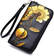 👛 stylish hand-painted rfid leather wallet for women - peony/bauhinia design logo