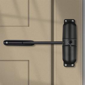 img 4 attached to HoneSecur Adjustable Safety Spring Door Closers - Black | Fire Rated Automatic Door Hinge Converters | Self Closing Hinged Doors with Automatic Stopper