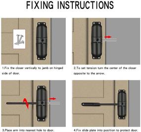 img 2 attached to HoneSecur Adjustable Safety Spring Door Closers - Black | Fire Rated Automatic Door Hinge Converters | Self Closing Hinged Doors with Automatic Stopper