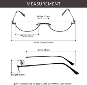 img 2 attached to 👓 Fuaisi Vintage Alloy Half Moon Classic Reading Glasses: Slim Half Frame Eyewear for Men and Women