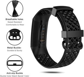 img 1 attached to 📿 Силиконовый ремешок для замены для Fitbit Charge 4 SE/Charge 3 SE, регулируемый спортивный браслет - совместимые ремешки для женщин и мужчин - большой размер