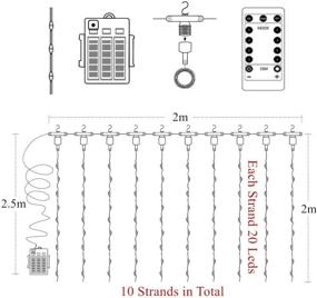 img 2 attached to 🌟 Преобразите свое оформление: [Пульт, Таймер] Мерцающие LED шторы со струнными огнями (200 светодиодов, белый) - идеально подходят для Рождества, свадеб, дня рождения и многого другого!