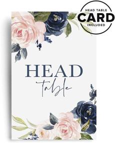 img 1 attached to Navy & Pink Floral Table Numbers 1-25 + Head Table Card - 4x6, Double-Sided, USA-Made