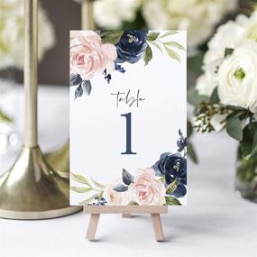 img 2 attached to Navy & Pink Floral Table Numbers 1-25 + Head Table Card - 4x6, Double-Sided, USA-Made