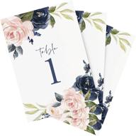 navy & pink floral table numbers 1-25 + head table card - 4x6, double-sided, usa-made logo
