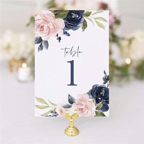 img 3 attached to Navy & Pink Floral Table Numbers 1-25 + Head Table Card - 4x6, Double-Sided, USA-Made