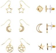 ✨ lux accessories celestial collection: cutout star, crescent moon, galaxy, pentagram, sun face earring set logo