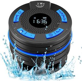 img 4 attached to 🚿 Waterproof Bluetooth Shower Speaker with Clock & FM Radio, Portable Wireless Speaker with LCD Display, Suction Cup, and 10 Hours Playback - Ideal for Indoor and Outdoor Use